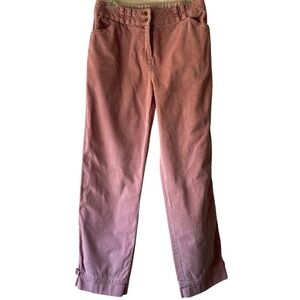 Garnet Hill Dusty Rose Pink High Waist Ribbed Cotton Corduroy Cuffed Pants SZ 8